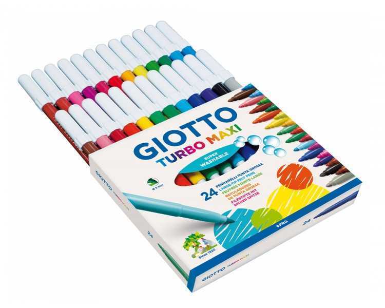 Rotulador giotto turbo maxi caja de 24 colores lavables con punta bloqueada