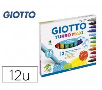 Rotulador giotto turbo maxi caja de 12 colores lavables con punta bloqueada