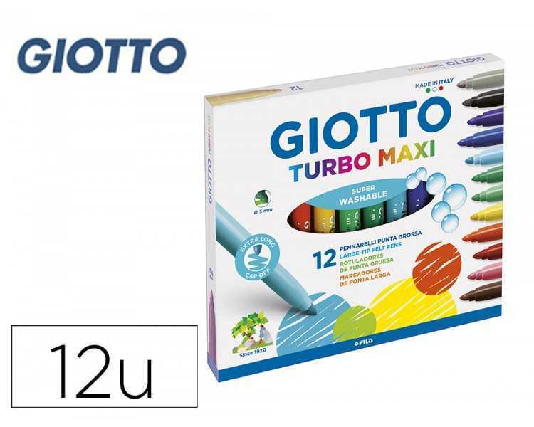 Rotulador giotto turbo maxi caja de 12 colores lavables con punta bloqueada