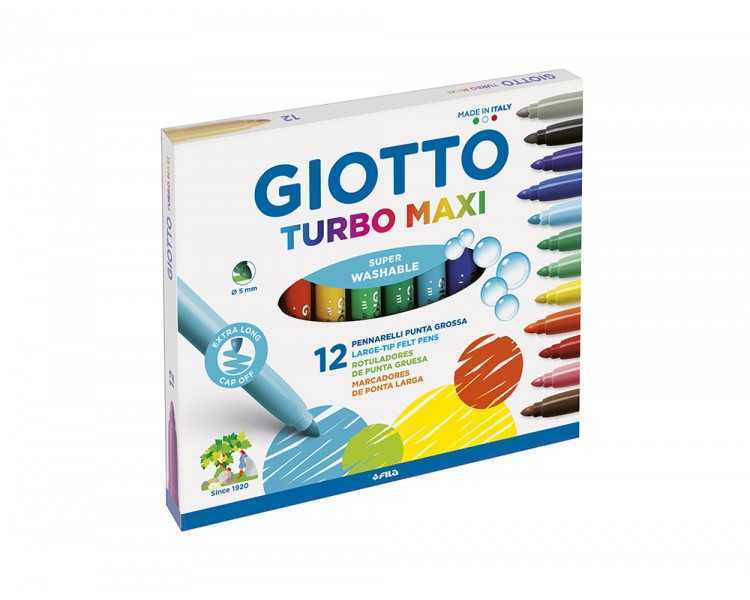 Rotulador giotto turbo maxi caja de 12 colores lavables con punta bloqueada