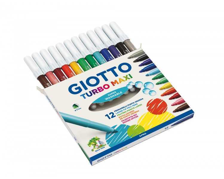 Rotulador giotto turbo maxi caja de 12 colores lavables con punta bloqueada