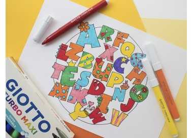 Rotulador giotto turbo maxi caja de 12 colores lavables con punta bloqueada Rotulador giotto turbo maxi caja de 12 colores lavables con punta bloqueada