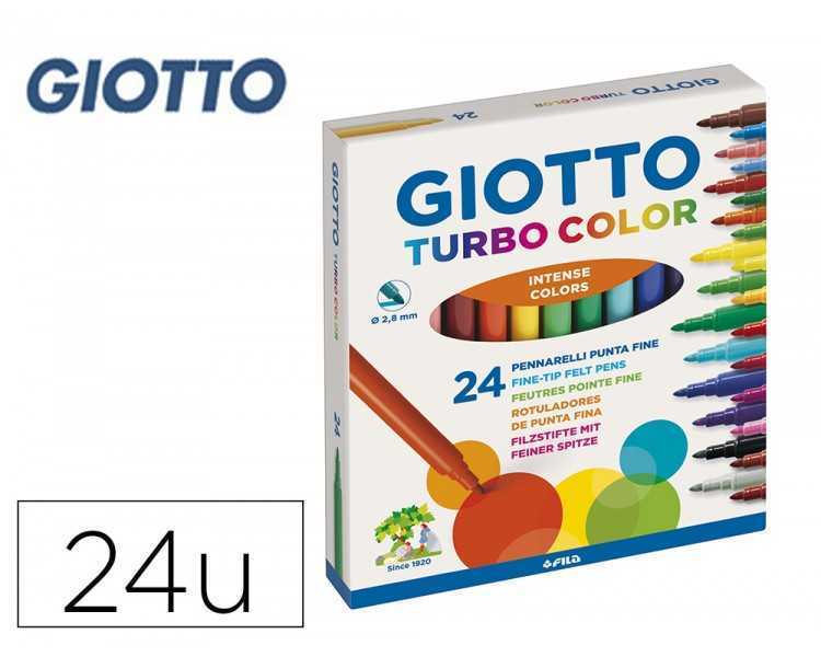 Rotulador giotto turbo color caja de 24 colores lavables con punta bloqueada
