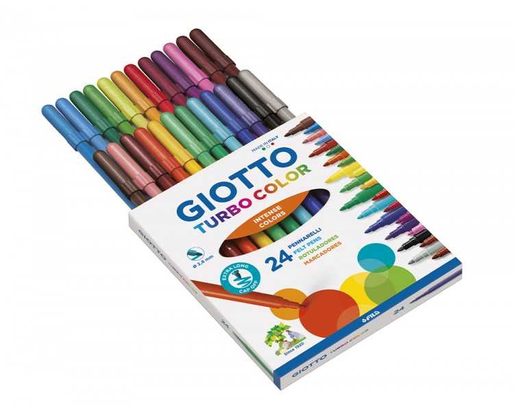 Rotulador giotto turbo color caja de 24 colores lavables con punta bloqueada