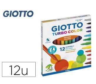 Rotulador giotto turbo color caja de 12 colores lavables con punta bloqueada