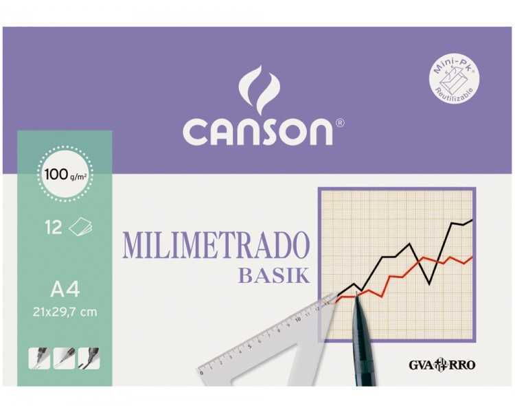 Papel milimetrado guarro 210x297 mm minipack de 12 hojas