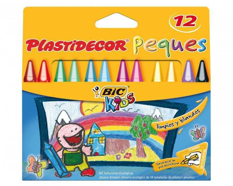 Lapices cera plastidecor peques caja de 12 colores surtidos