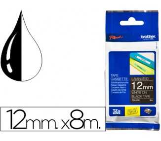 Cinta brother tze335 negro-blanco 12mm longitud 8mts