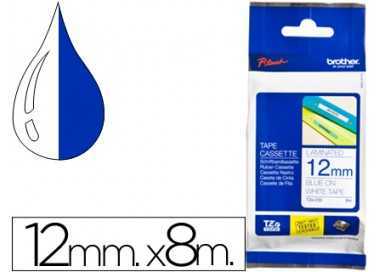 Cinta brother tze233 blanco-azul 12mm longitud 8 mt