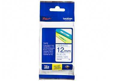 Cinta brother tze233 blanco-azul 12mm longitud 8 mt