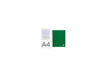 Cuaderno espiral liderpapel a4 micro papercoat tapa forrada 140h 75 gr cuadro5mm 5 bandas 4 taladros verde