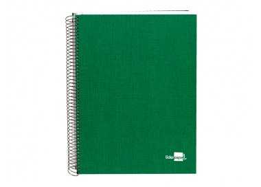 Cuaderno espiral liderpapel a4 micro papercoat tapa forrada 140h 75 gr cuadro5mm 5 bandas 4 taladros verde
