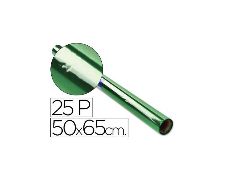 Papel celofan rollo trepado verde 25 hojas de 50x65 cm