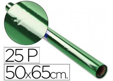Papel celofan rollo trepado verde 25 hojas de 50x65 cm