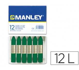 Lapices cera manley unicolor verde esmeralda n.24 caja de 12 unidades
