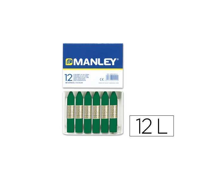 Lapices cera manley unicolor verde esmeralda n.24 caja de 12 unidades