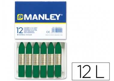 Lapices cera manley unicolor verde esmeralda n.24 caja de 12 unidades