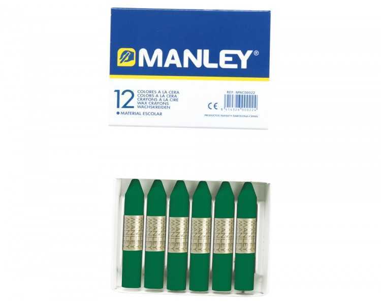 Lapices cera manley unicolor verde esmeralda n.24 caja de 12 unidades