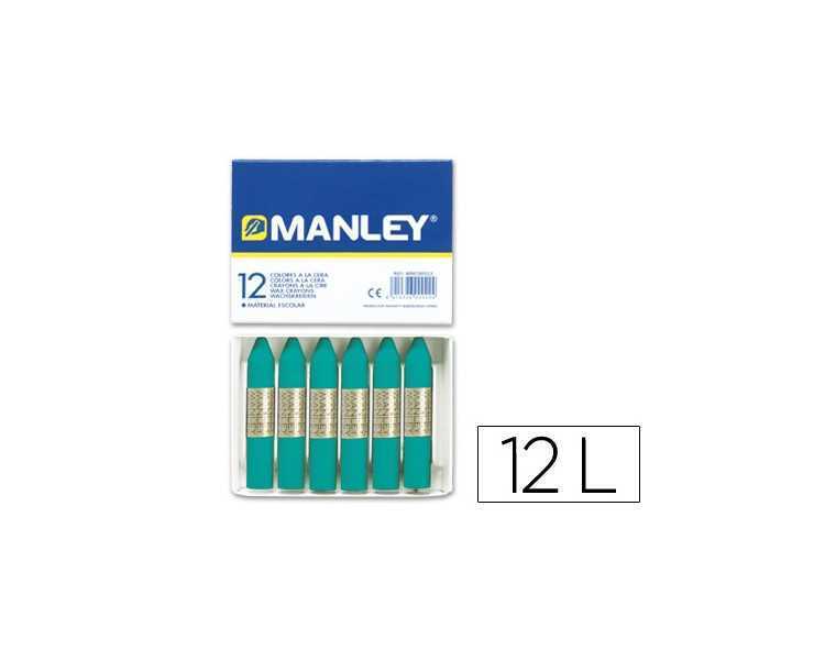 Lapices cera manley unicolor verde turquesa n.23 caja de 12 unidades