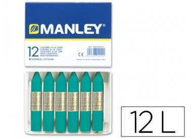 Lapices cera manley unicolor verde turquesa n.23 caja de 12 unidades