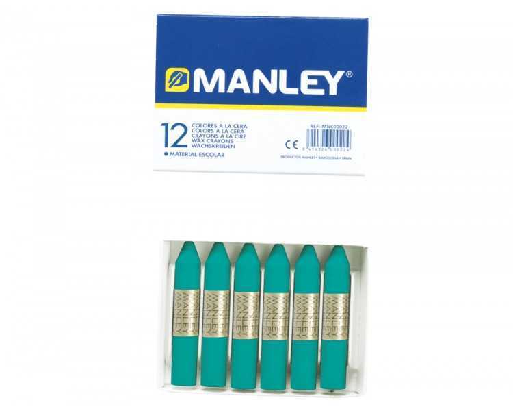Lapices cera manley unicolor verde turquesa n.23 caja de 12 unidades