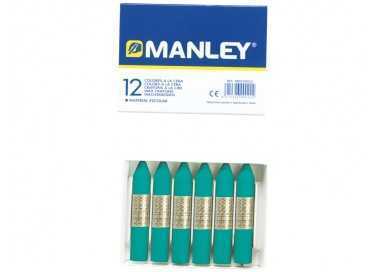 Lapices cera manley unicolor verde turquesa n.23 caja de 12 unidades