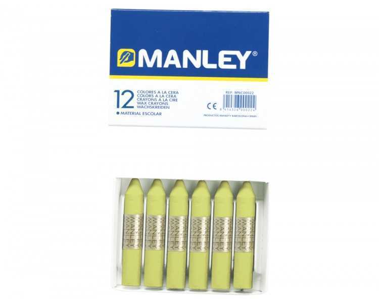 Lapices cera manley unicolor verde amarillento n.22 caja de 12 unidades