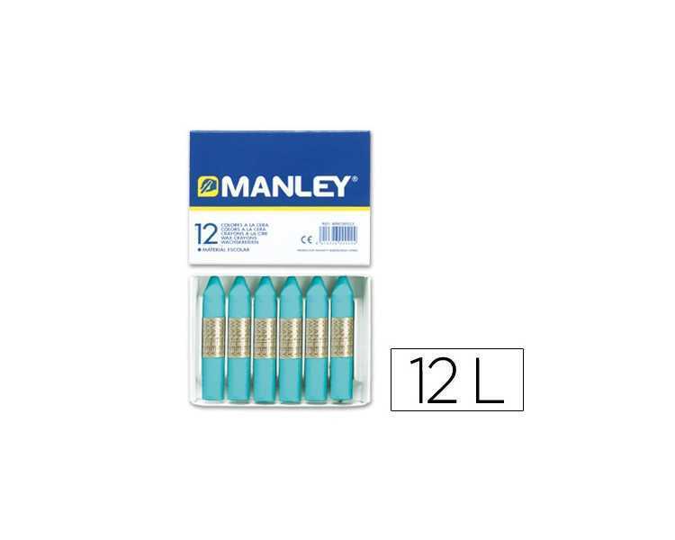 Lapices cera manley unicolor azul turquesa n.16 caja de 12 unidades
