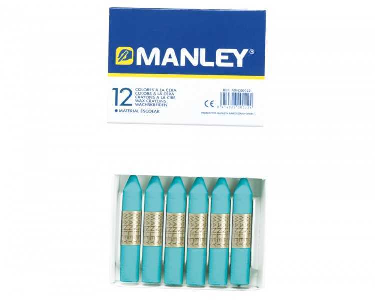 Lapices cera manley unicolor azul turquesa n.16 caja de 12 unidades