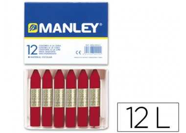 Lapices cera manley unicolor carmin n.10 caja de 12 unidades