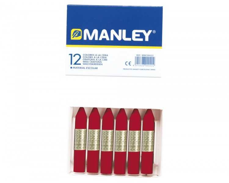 Lapices cera manley unicolor carmin n.10 caja de 12 unidades