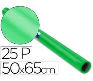 Papel charol verde rollo 25 hojas de 50x65 cm