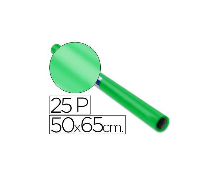 Papel charol verde rollo 25 hojas de 50x65 cm
