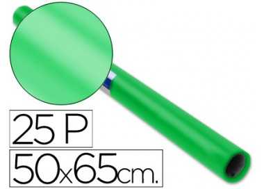 Papel charol verde rollo 25 hojas de 50x65 cm
