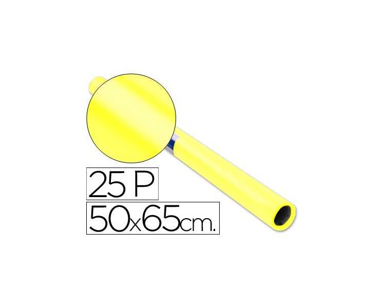 Papel charol amarillo rollo 25 hojas de 50x65 cm