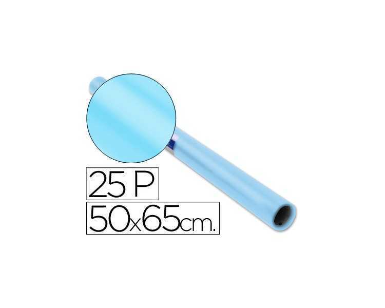 Papel charol celeste rollo 25 hojas de 50x65 cm