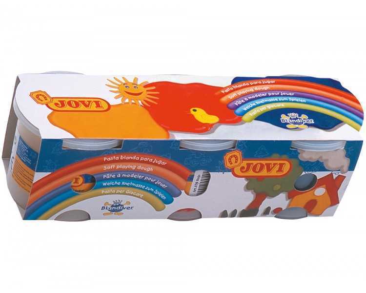 Pasta jovi blandiver caja de 3 botes amarillo/azul/rojo