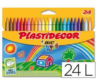 Lapices cera plastidecor caja de 24 colores surtidos