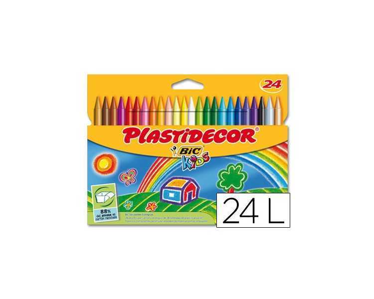 Lapices cera plastidecor caja de 24 colores surtidos
