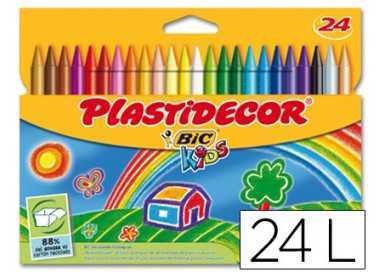 Lapices cera plastidecor caja de 24 colores surtidos