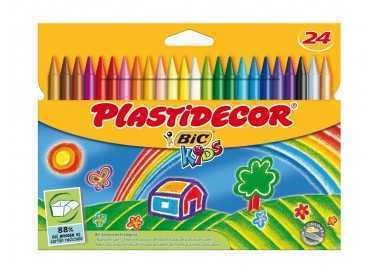 Lapices cera plastidecor caja de 24 colores surtidos Lapices cera plastidecor caja de 24 colores surtidos