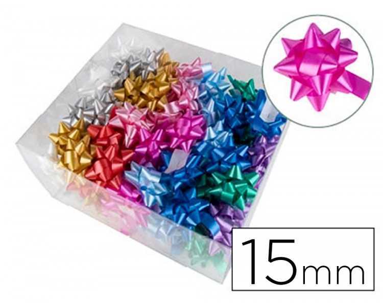 Lazos fantasia liderpapel 15 mm caja de 100 unidades colores surtidos