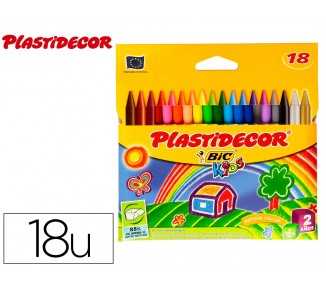 Lapices cera plastidecor caja de 18 colores surtidos