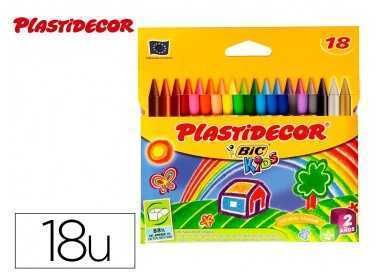 Lapices cera plastidecor caja de 18 colores surtidos