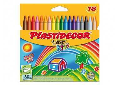 Lapices cera plastidecor caja de 18 colores surtidos