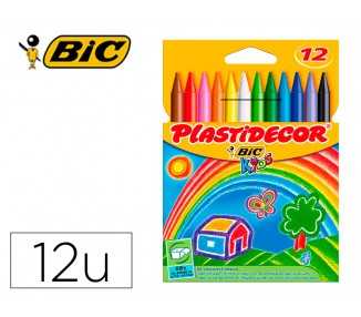 Lapices cera plastidecor caja de 12 colores surtidos