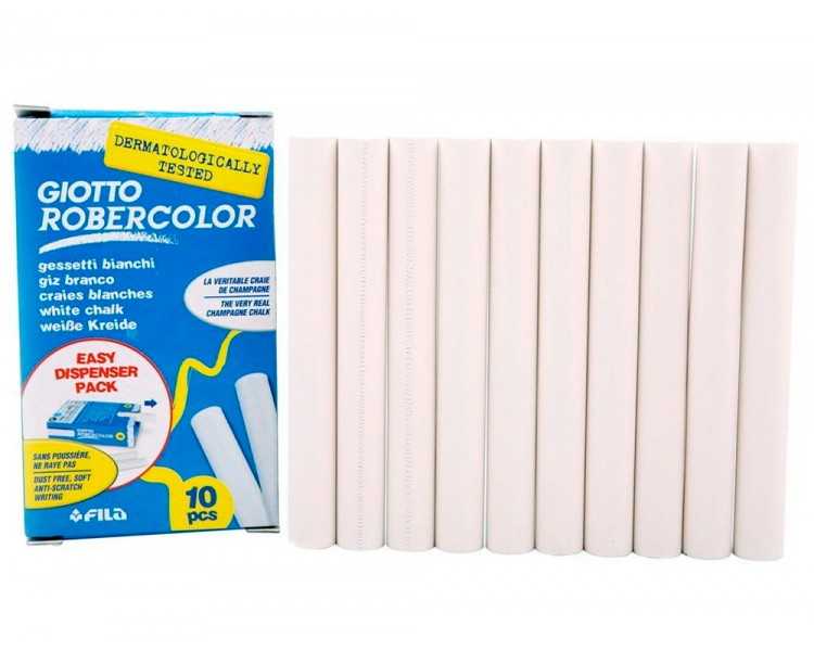 Tiza blanca antipolvo robercolor caja de 10 unidades
