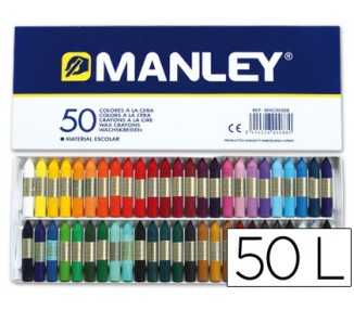 Lapices cera manley caja de 50 colores surtidos