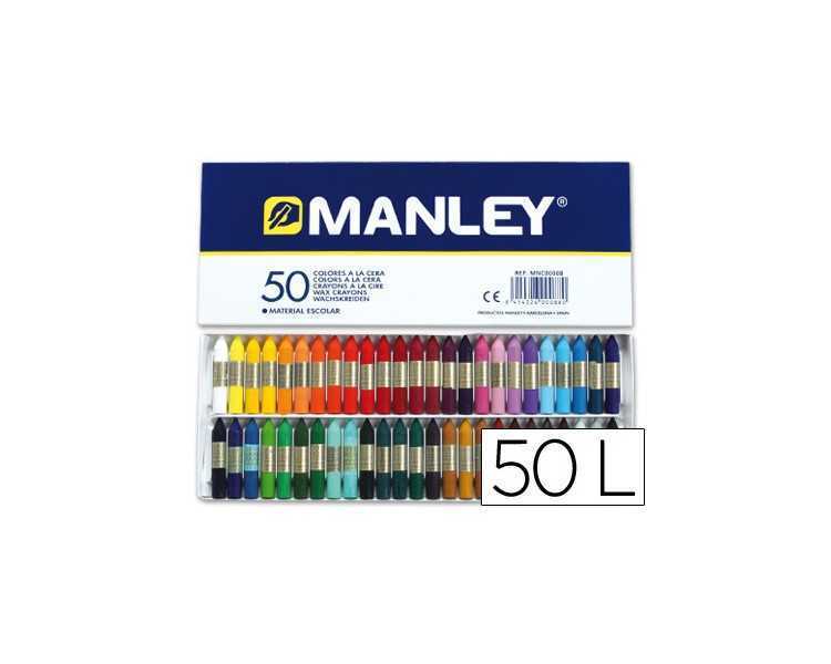 Lapices cera manley caja de 50 colores surtidos