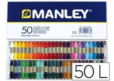 Lapices cera manley caja de 50 colores surtidos